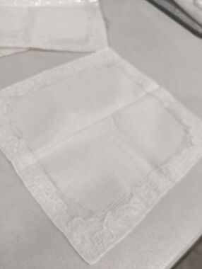 Vintage Rare White Handkerchiefs Embroidered Butterfly Roses Gift Decor